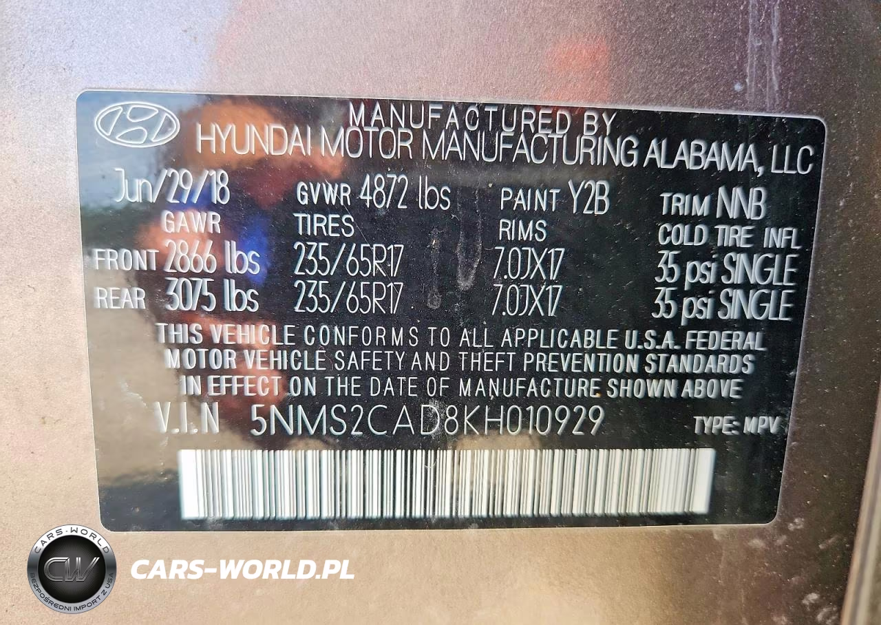 2019 Hyundai Santa Fe Se VIN:5NMS2CAD8KH010929 - 13