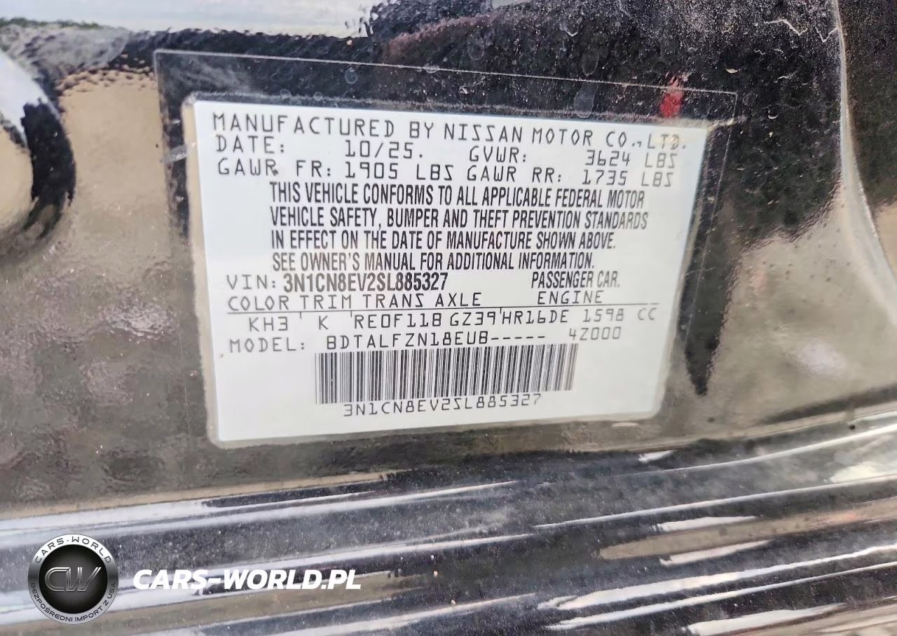 2025 Nissan Versa Sv VIN:3N1CN8EV2SL885327 - 13