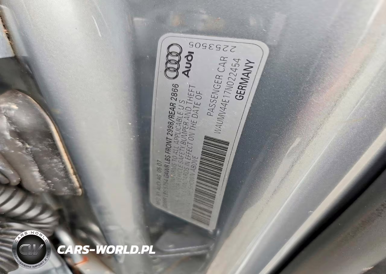 2007 Audi A8 L Quattro VIN:WAUMV44E17N022454 - 12