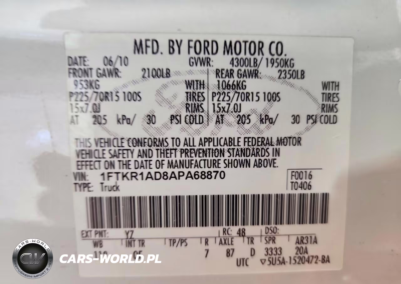 2010 Ford Ranger VIN:1FTKR1AD8APA68870 - 12