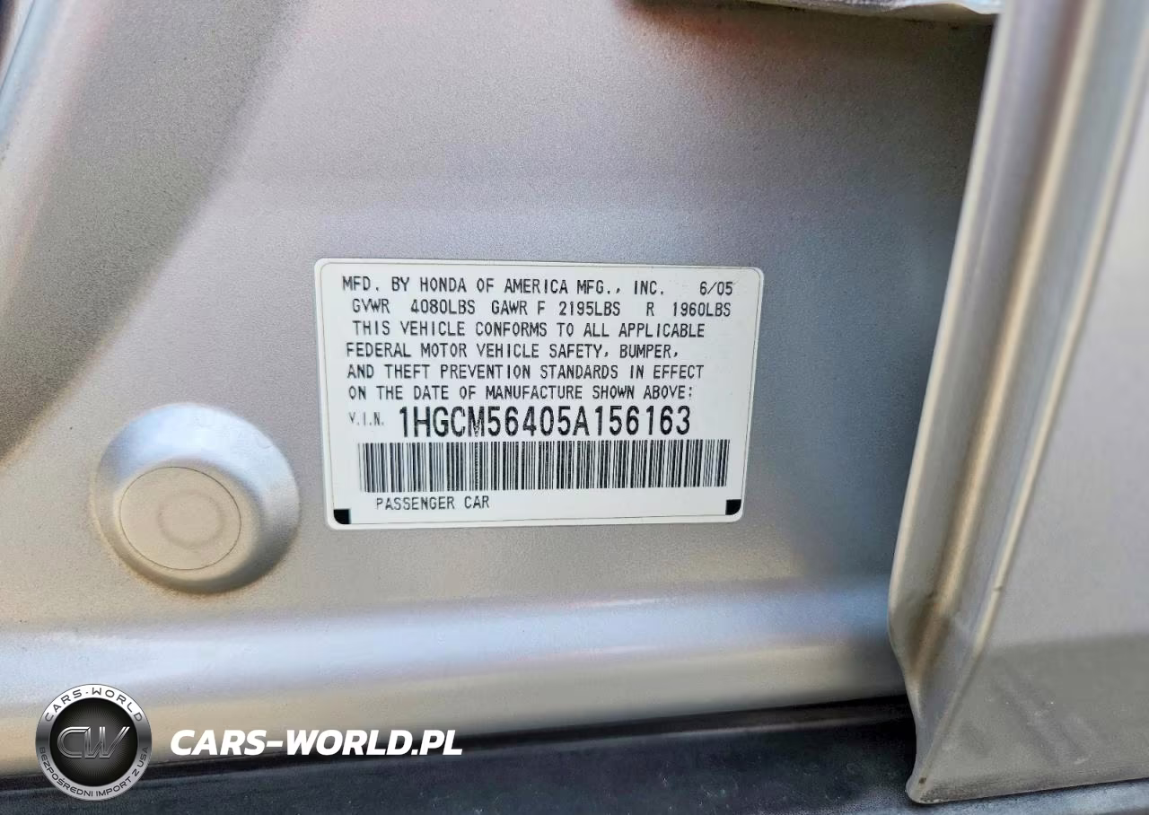 2005 Honda Accord Lx VIN:1HGCM56405A156163 - 12