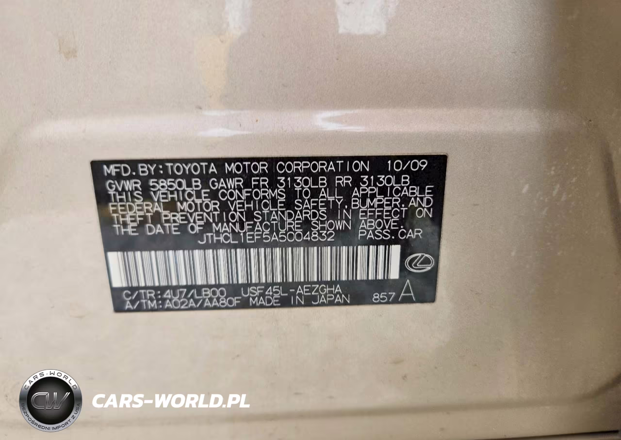 2010 Lexus Ls 460 VIN:JTHCL1EF5A5004832 - 12