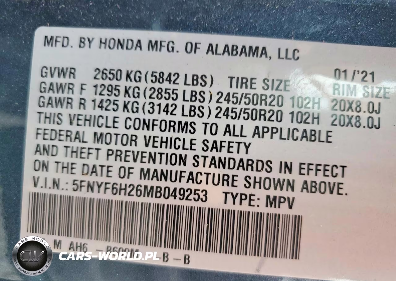 2021 Honda Pilot Se VIN:5FNYF6H26MB049253 - 13