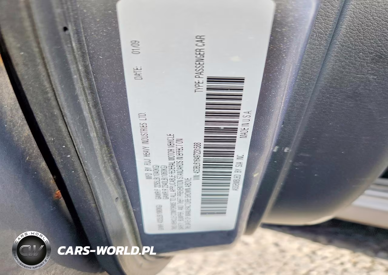 2009 Subaru Legacy 2.5I VIN:4S3BL616497231588 - 12
