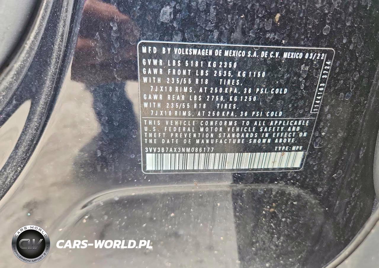 2022 Volkswagen Tiguan Se VIN:3VV3B7AX3NM086177 - 13