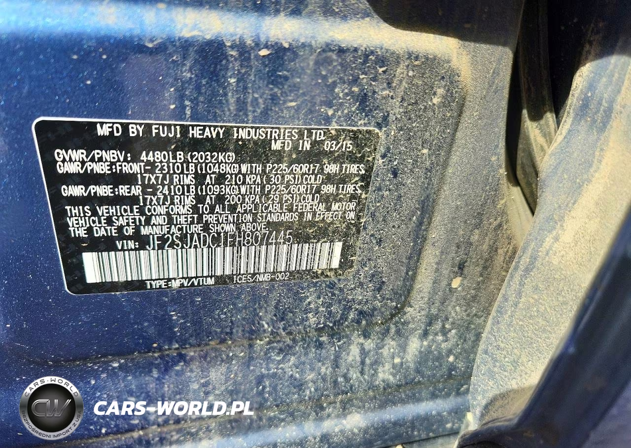 2015 Subaru Forester 2.5I Premium VIN:JF2SJADC1FH807445 - 13