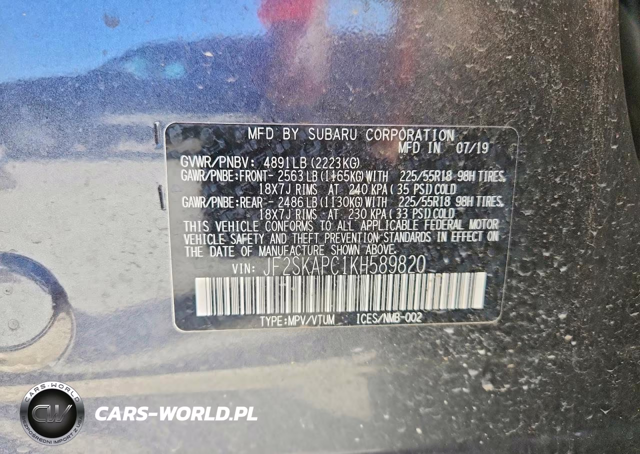 2019 Subaru Forester Sport VIN:JF2SKAPC1KH589820 - 14