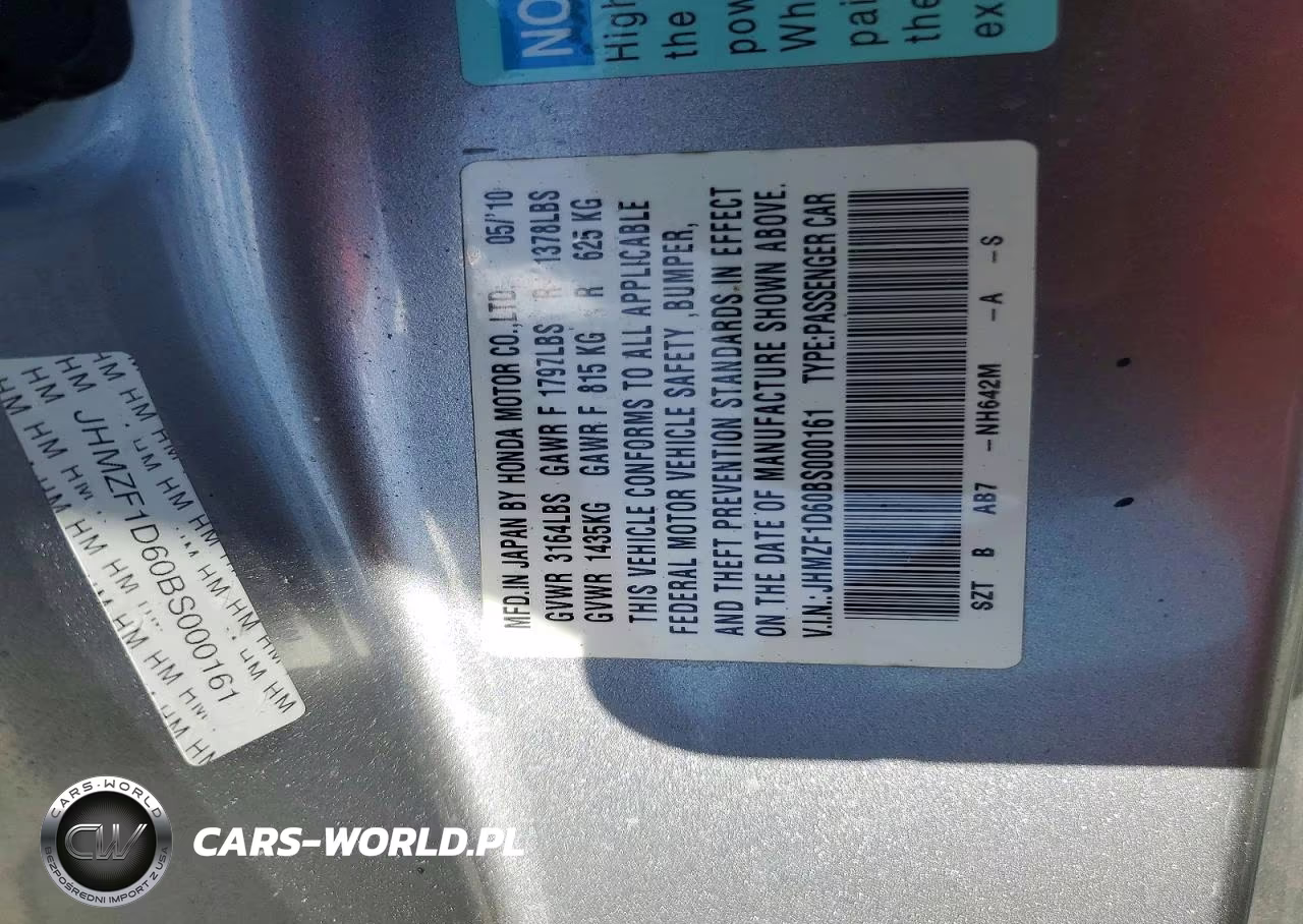 2011 Honda Cr-Z Ex VIN:JHMZF1D60BS000161 - 12
