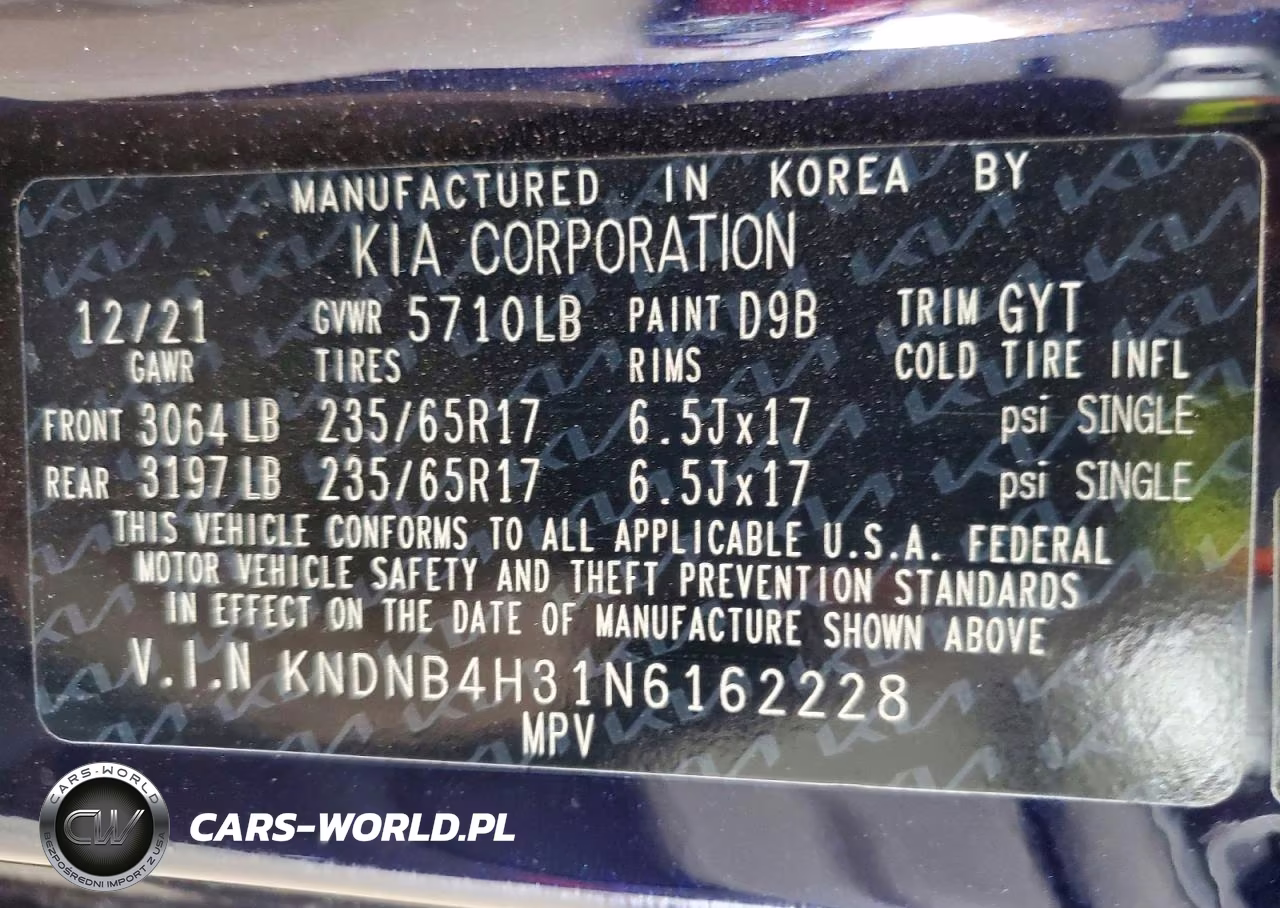 2022 Kia Carnival Lx VIN:KNDNB4H31N6162228 - 13