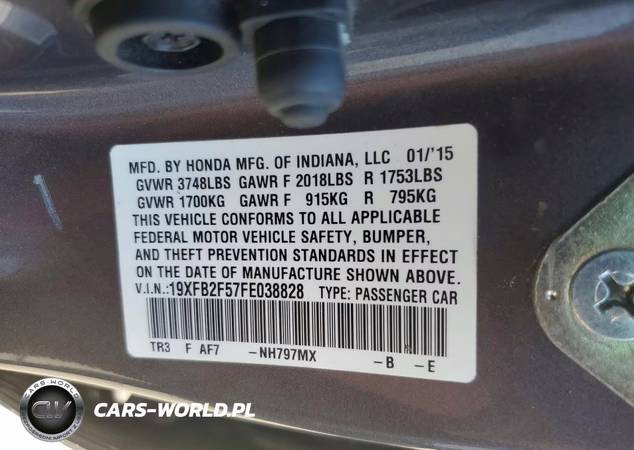 2015 Honda Civic Lx VIN:19XFB2F57FE038828 - 12