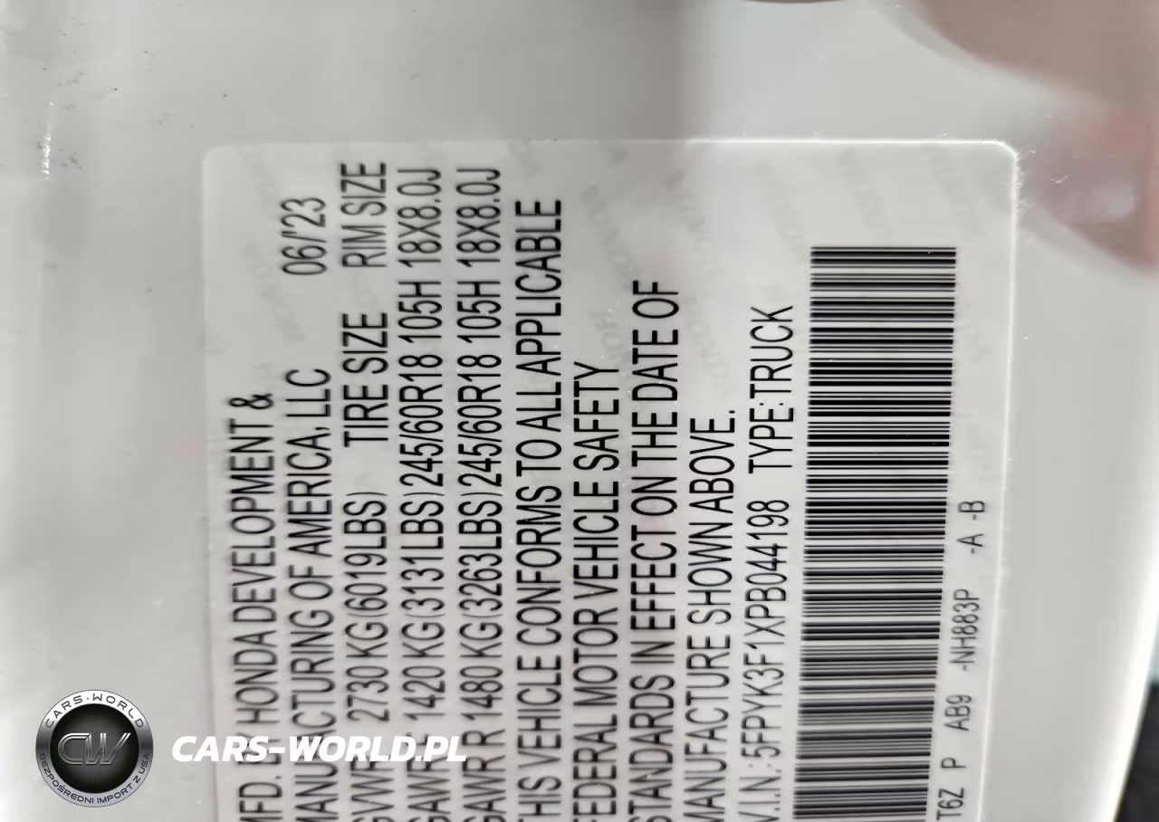2023 Honda Ridgeline Sport VIN:5FPYK3F1XPB044198 - 12