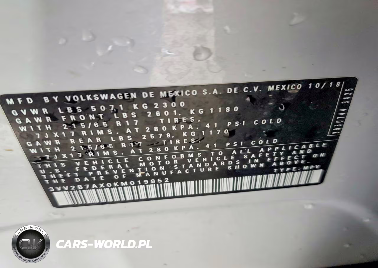 2019 Volkswagen Tiguan Se VIN:3VV2B7AX0KM019852 - 13