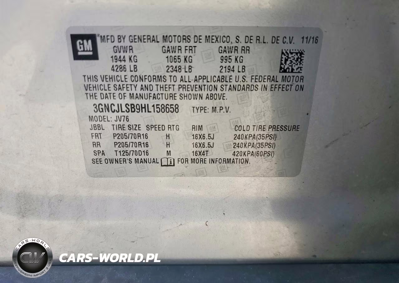 2017 Chevrolet Trax 1Lt VIN:3GNCJLSB9HL158658 - 12