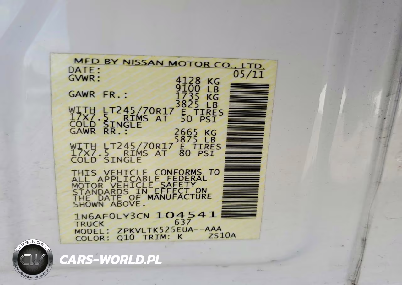 2012 Nissan Nv 2500 Hd S VIN:1N6AF0LY3CN104541 - 13
