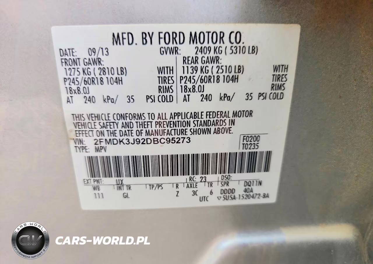 2013 Ford Edge VIN:2FMDK3J92DBC95273 - 13