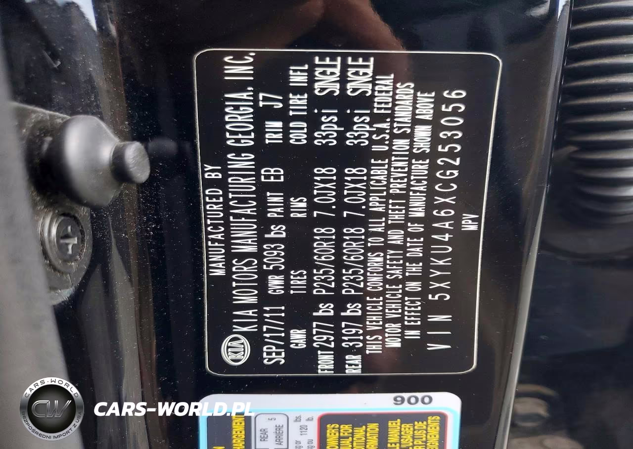 2012 Kia Sorento Ex VIN:5XYKU4A6XCG253056 - 12