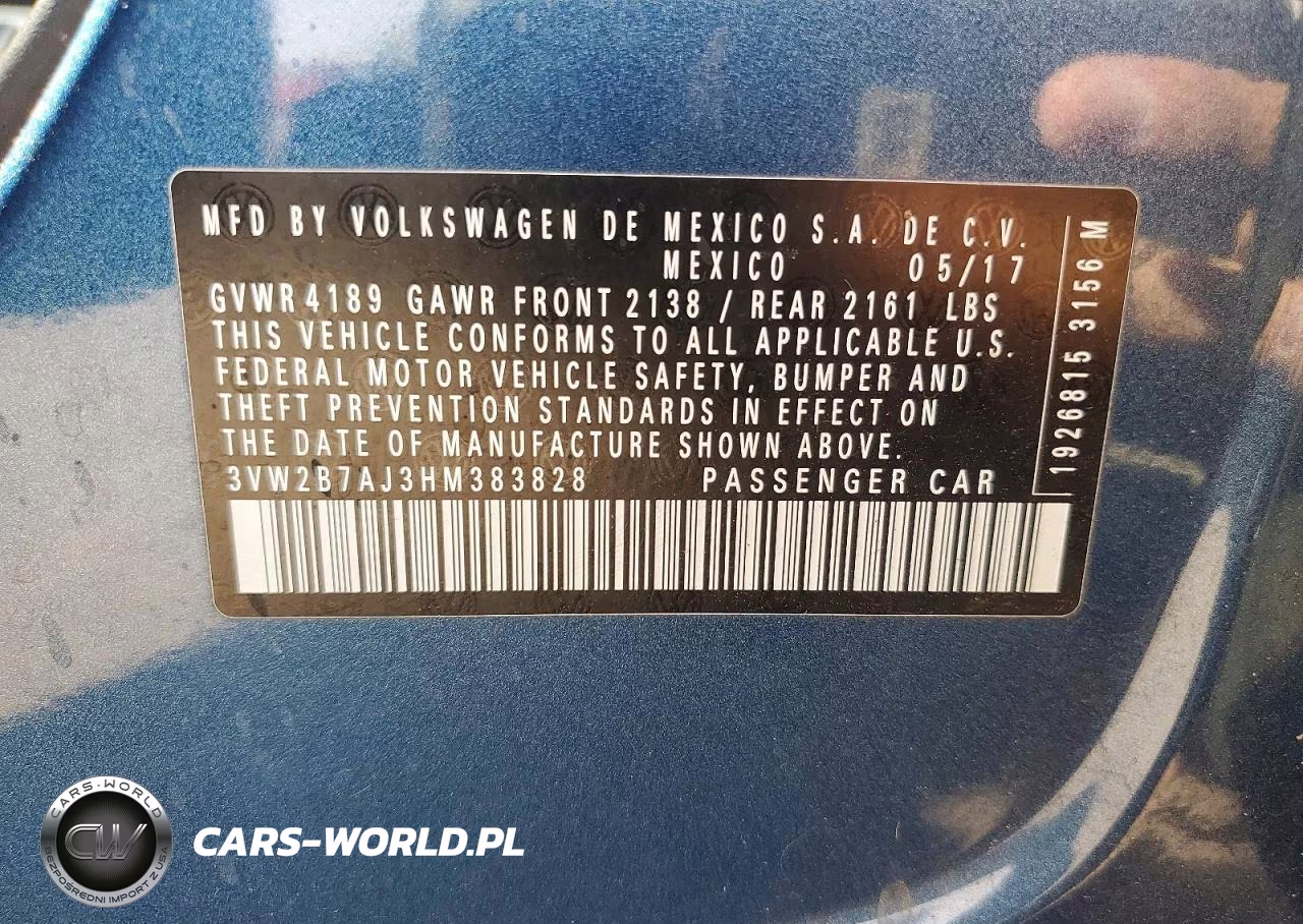 2017 Volkswagen Jetta S VIN:3VW2B7AJ3HM383828 - 12