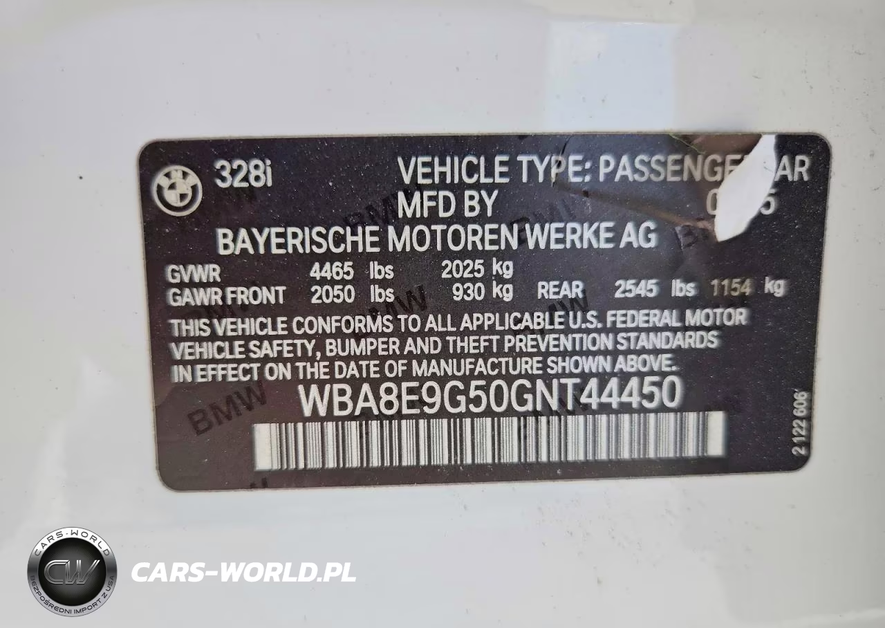2016 BMW 328 I Sulev VIN:WBA8E9G50GNT44450 - 12