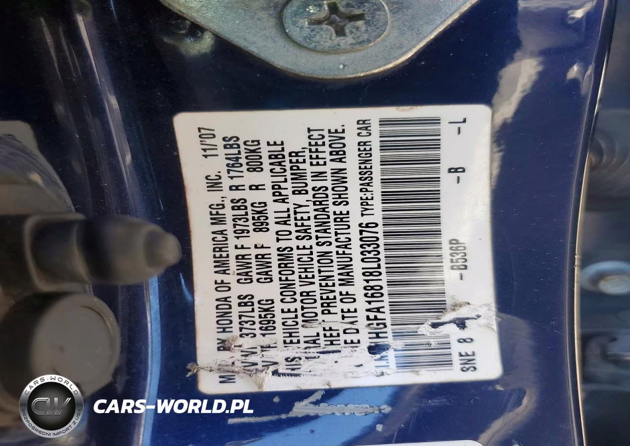 2008 Honda Civic Ex VIN:1HGFA16818L033076 - 12
