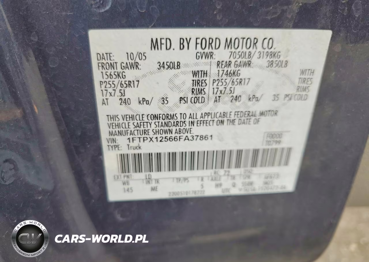 2006 Ford F150 VIN:1FTPX12566FA37861 - 12