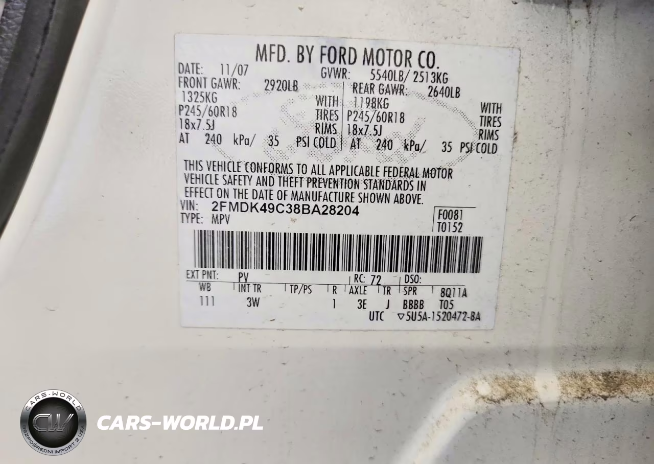 2008 Ford Edge Limited VIN:2FMDK49C38BA28204 - 13