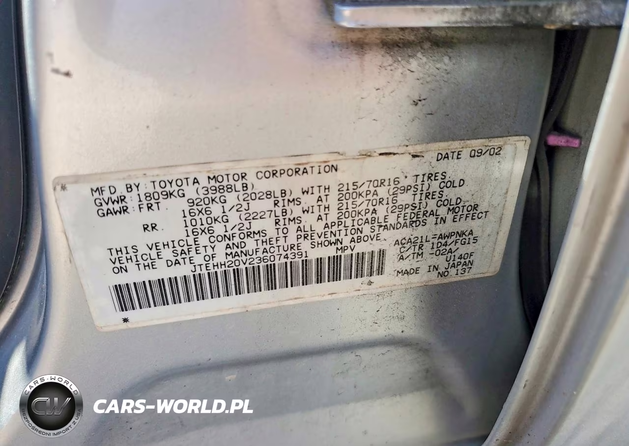 2003 Toyota Rav4 Base VIN:JTEHH20V236074391 - 12