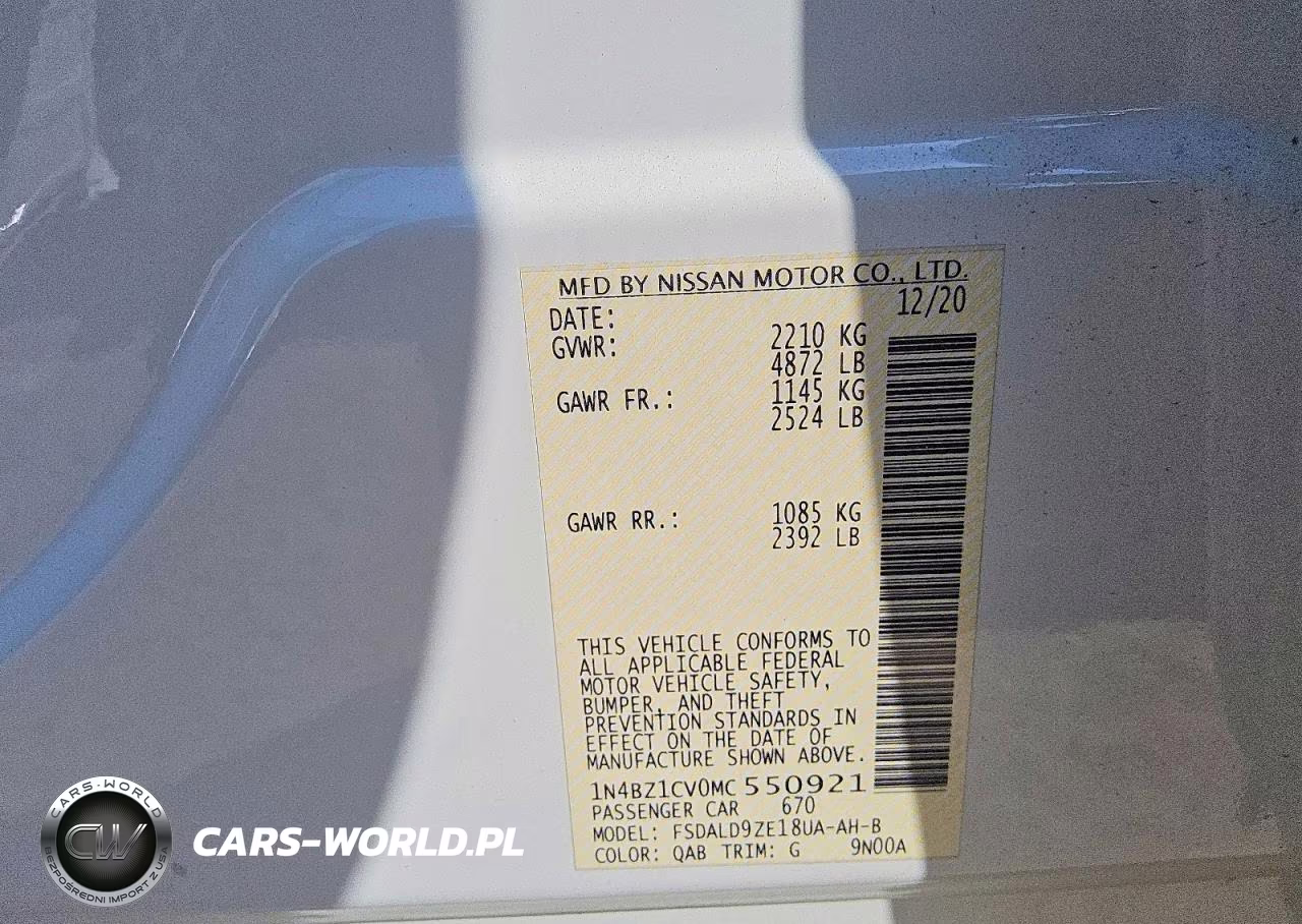 2021 Nissan Leaf Sv Plus VIN:1N4BZ1CV0MC550921 - 14