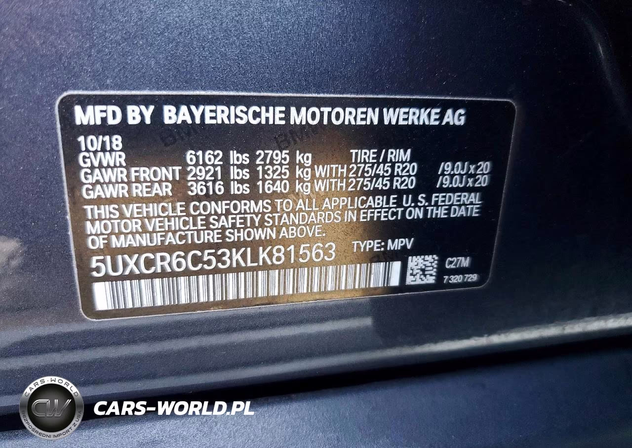 2019 BMW X5 xDrive40I VIN:5UXCR6C53KLK81563 - 13
