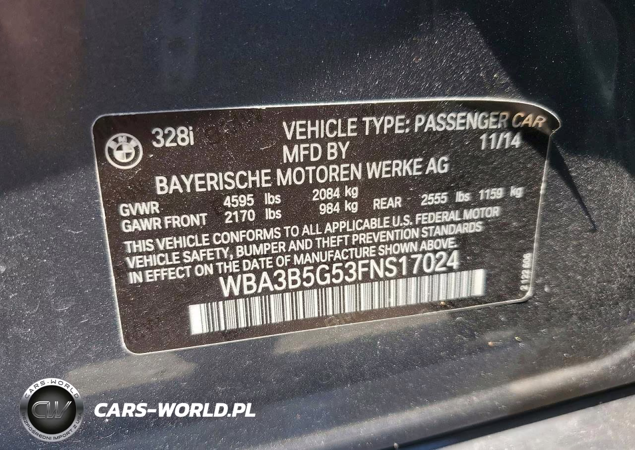 2015 BMW 328 Xi Sulev VIN:WBA3B5G53FNS17024 - 12