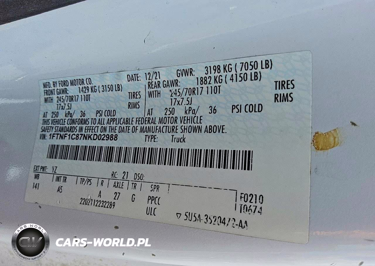2022 Ford F150 VIN:1FTNF1C87NKD02988 - 12