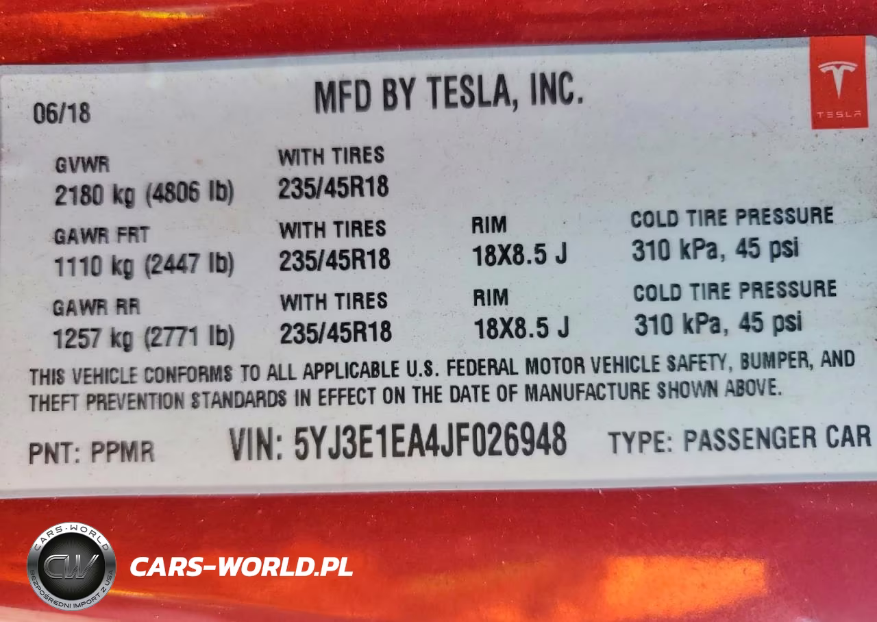 2018 Tesla Model 3 VIN:5YJ3E1EA4JF026948 - 12