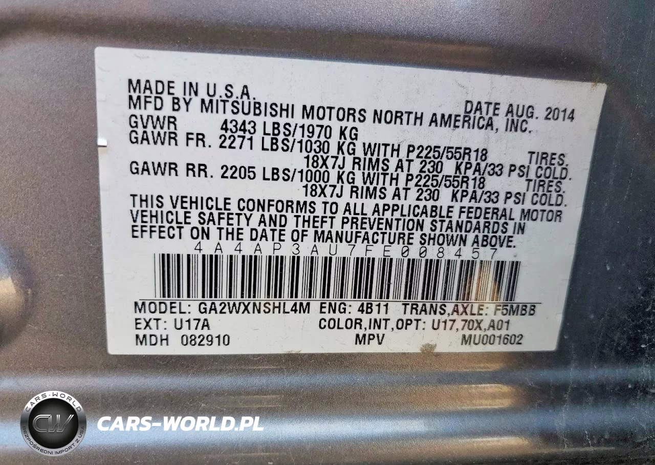 2015 Mitsubishi Outlander Sport Es VIN:4A4AP3AU7FE008457 - 13