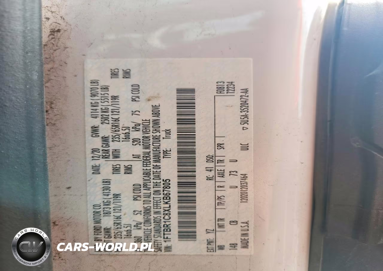 2020 Ford Transit T-250 VIN:1FTBR1C8XLKB67805 - 13