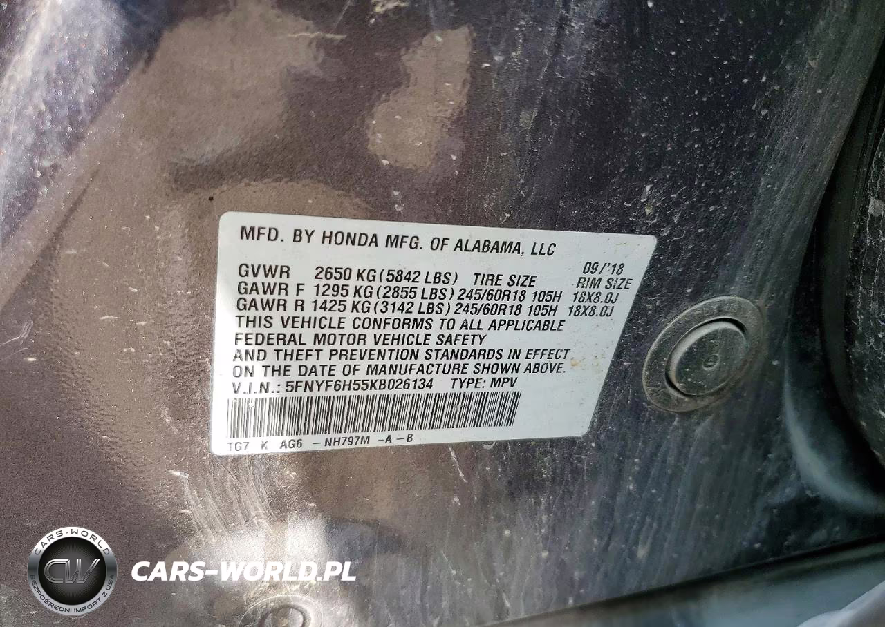 2019 Honda Pilot Exl VIN:5FNYF6H55KB026134 - 13