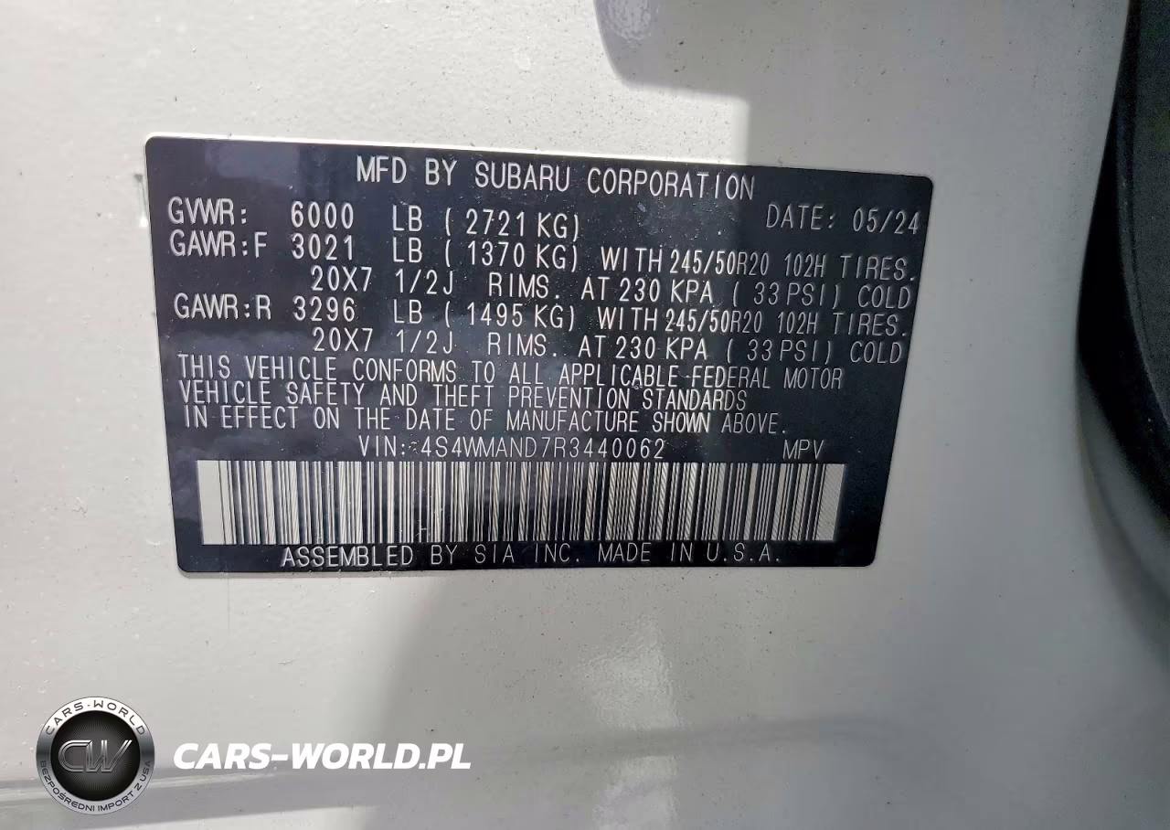 2024 Subaru Ascent Limited VIN:4S4WMAND7R3440062 - 13