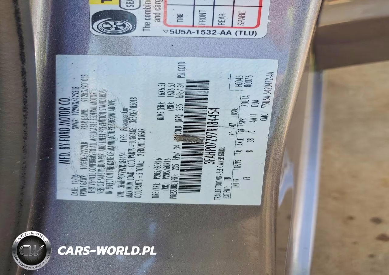 2007 Ford Fusion Se VIN:3FAHP07Z97R184454 - 12