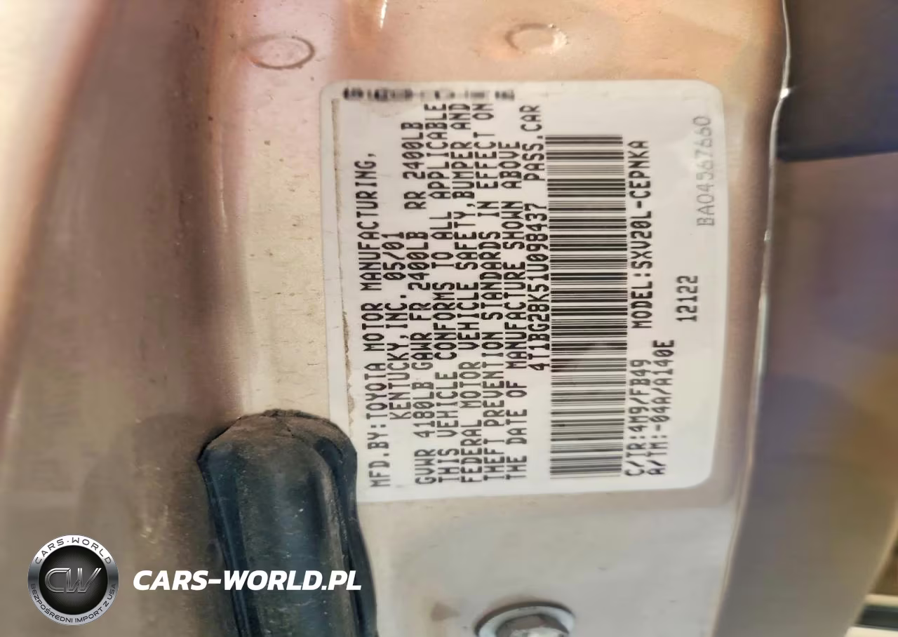 2001 Toyota Camry Ce VIN:4T1BG28K51U098437 - 12