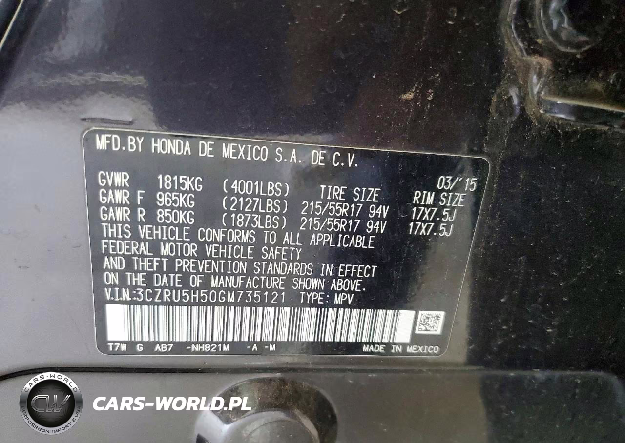 2016 Honda Hr-V Ex VIN:3CZRU5H50GM735121 - 13
