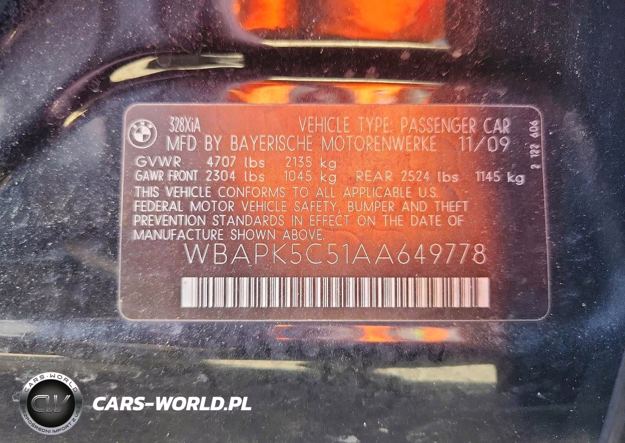 2010 BMW 328 Xi Sulev VIN:WBAPK5C51AA649778 - 12