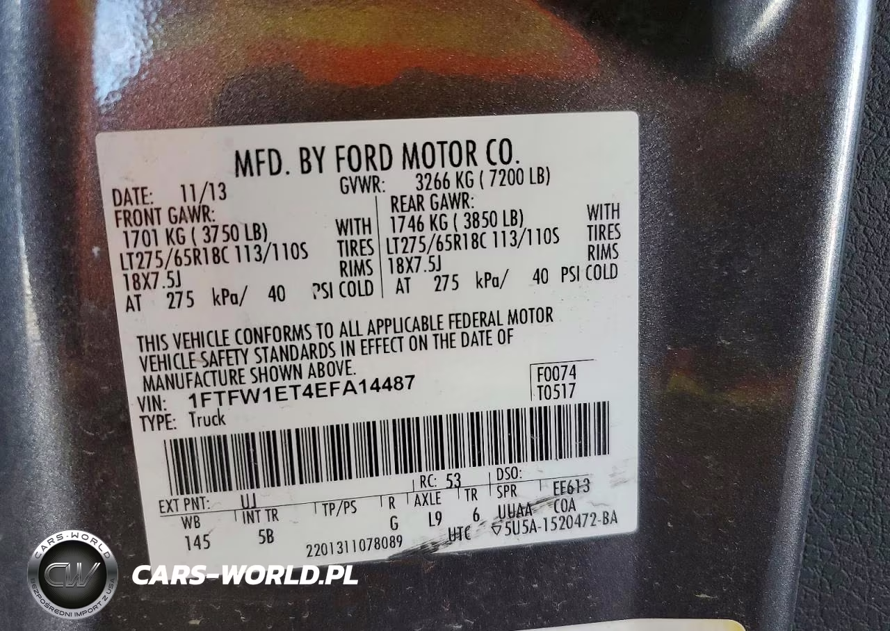 2014 Ford F150 Fx4 Supercrew 4Wd VIN:1FTFW1ET4EFA14487 - 12