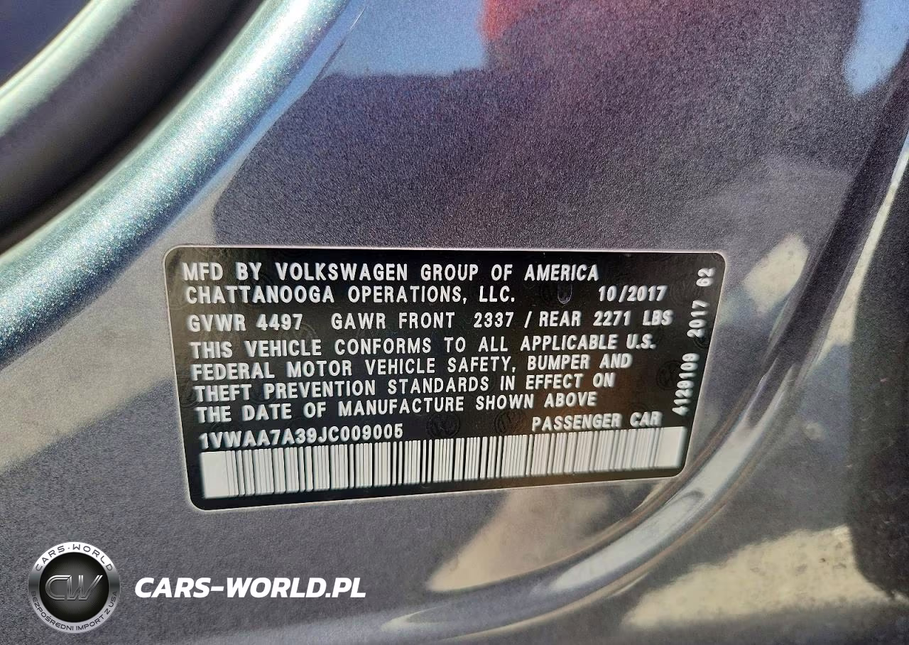 2018 Volkswagen Passat S VIN:1VWAA7A39JC009005 - 12
