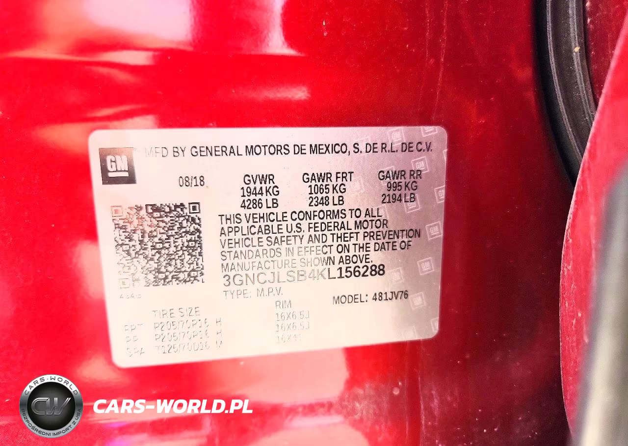 2019 Chevrolet Trax 1Lt VIN:3GNCJLSB4KL156288 - 13