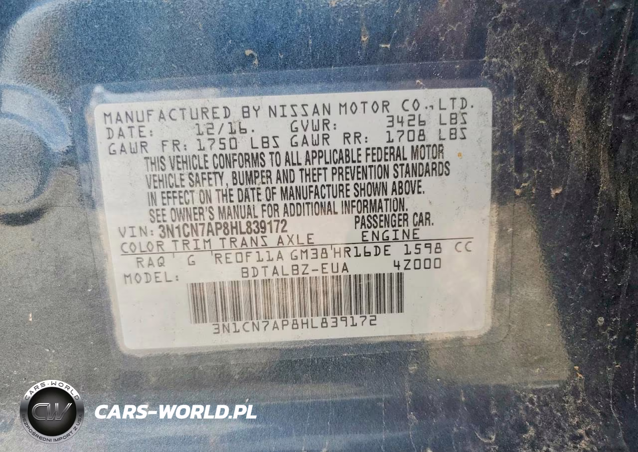2017 Nissan Versa 1.6 Sv VIN:3N1CN7AP8HL839172 - 12
