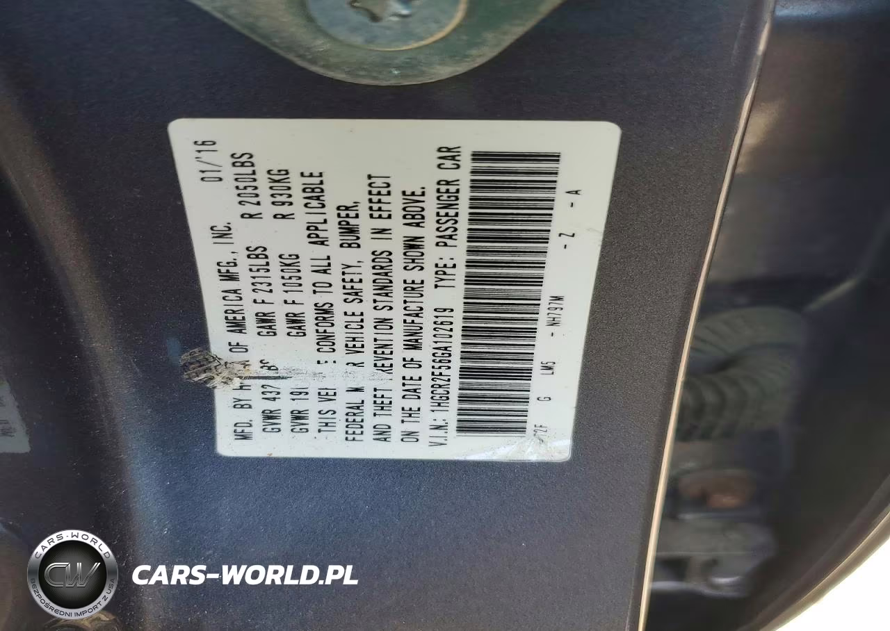 2016 Honda Accord Sport VIN:1HGCR2F56GA102619 - 12