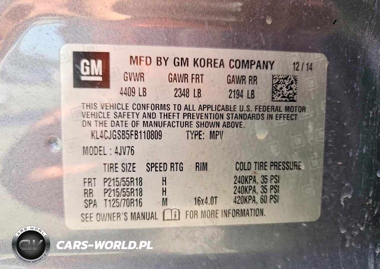 2015 Buick Encore VIN:KL4CJGSB5FB110809 - 12