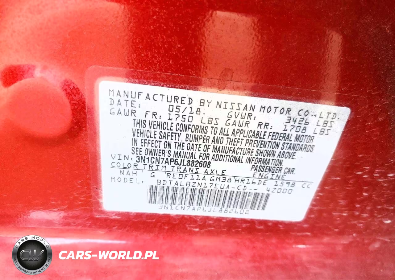 2018 Nissan Versa Sv VIN:3N1CN7AP6JL882608 - 12