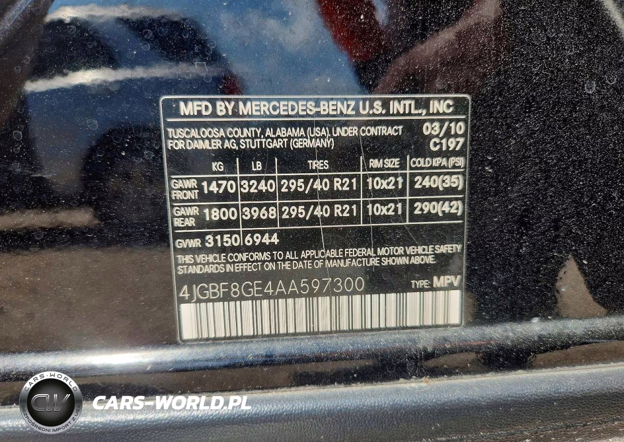 2010 Mercedes-Benz Gl 550 4Matic VIN:4JGBF8GE4AA597300 - 13