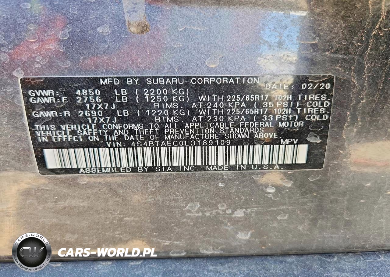2020 Subaru Outback Premium VIN:4S4BTAEC0L3189109 - 12
