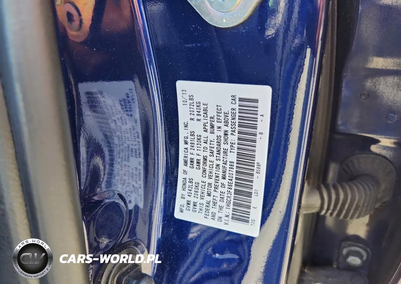 2014 Honda Accord Exl VIN:1HGCR3F86EA007989 - 12