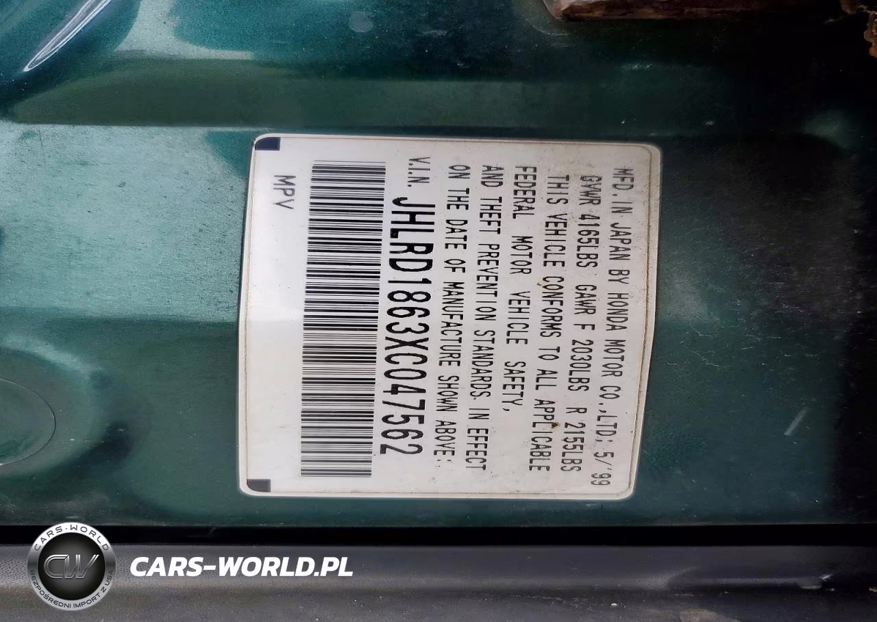 1999 Honda Cr-V Ex VIN:JHLRD1863XC047562 - 13